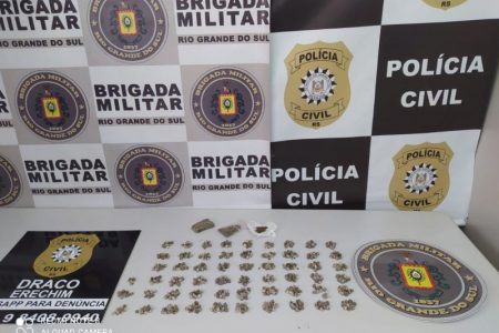 Brigada Militar realiza a prisão de um homem e a apreensão de um menor por tráfico de entorpecentes em Erechim